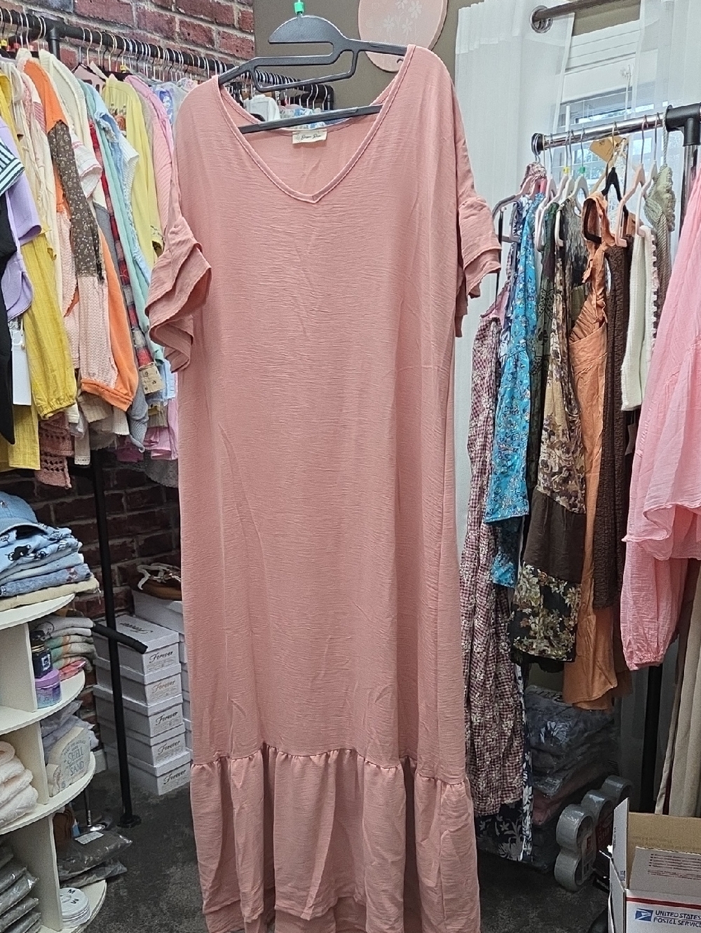 Beeson River Blush Pink V-Neck Maxi Dress